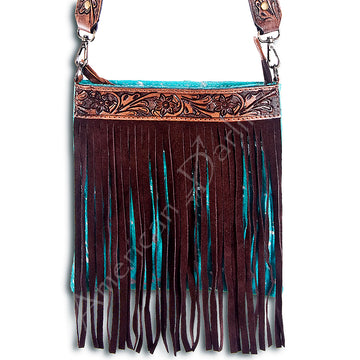 American Darling Cross Body Hand Tooled Hair on-Genuine Leather Western Women Bag Handbag Purse | Crossbody for Cute